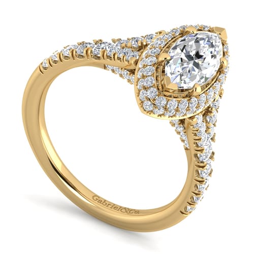 14K Yellow Gold Marquise Halo Diamond Engagement Ring 14K Yellow Gold Marquise Halo Diamond Engagement Ring
