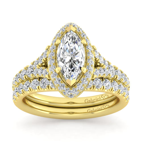 14K Yellow Gold Marquise Halo Diamond Engagement Ring 14K Yellow Gold Marquise Halo Diamond Engagement Ring
