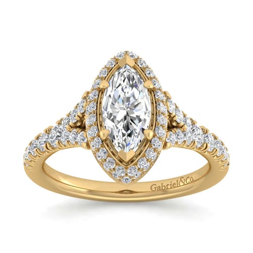 14K Yellow Gold Marquise Halo Diamond Engagement Ring 14K Yellow Gold Marquise Halo Diamond Engagement Ring