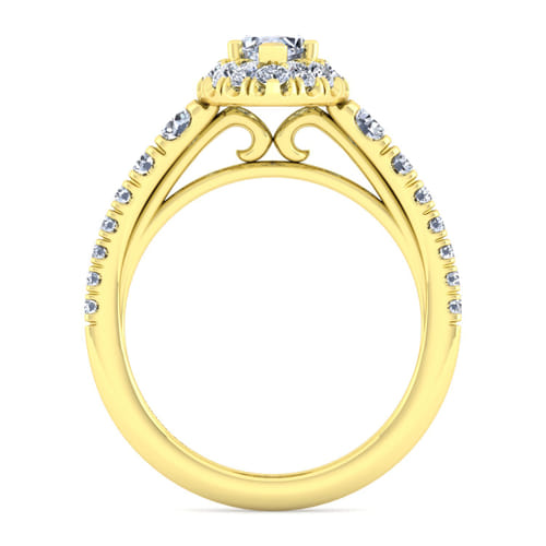 14K Yellow Gold Marquise Halo Diamond Engagement Ring