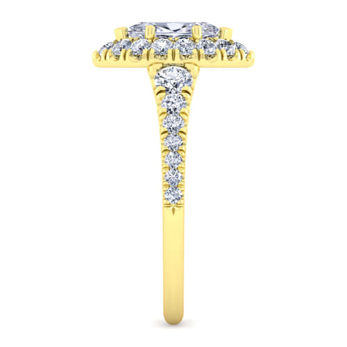 14K Yellow Gold Marquise Halo Diamond Engagement Ring