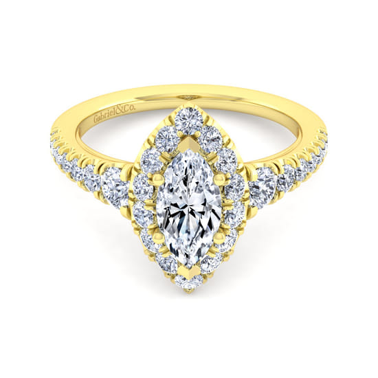 Gabriel - 14K Yellow Gold Marquise Halo Diamond Engagement Ring Gabriel - 14K Yellow Gold Marquise Halo Diamond Engagement Ring