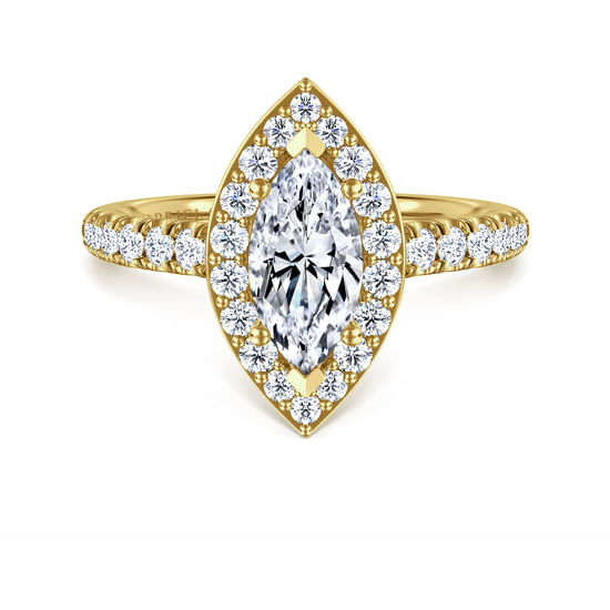 Gabriel - 14K Yellow Gold Marquise Halo Diamond Engagement Ring