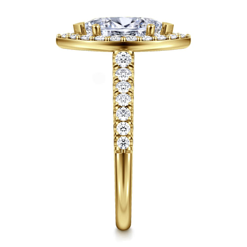 14K Yellow Gold Marquise Halo Diamond Engagement Ring