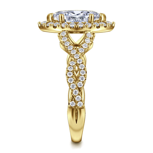 14K Yellow Gold Marquise Halo Diamond Engagement Ring