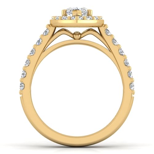 14K Yellow Gold Marquise Halo Diamond Engagement Ring
