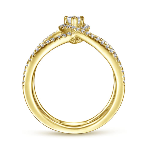 14K Yellow Gold Marquise Halo Diamond Engagement Ring