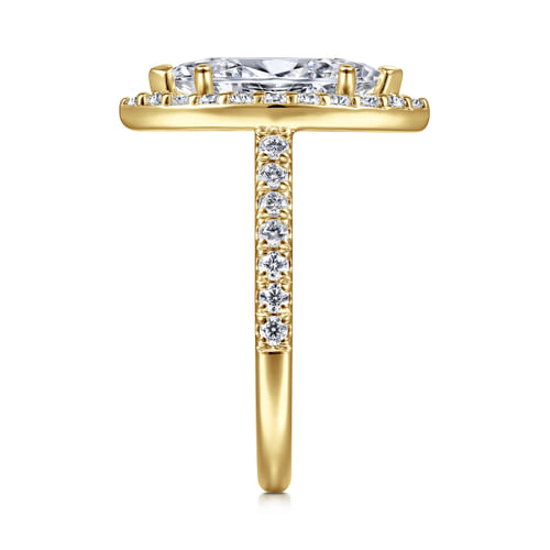14K Yellow Gold Marquise Halo Diamond Engagement Ring