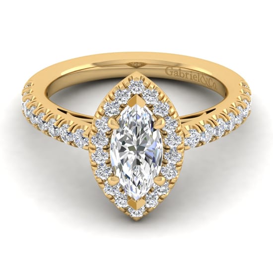 Gabriel - 14K Yellow Gold Marquise Halo Diamond Engagement Ring Gabriel - 14K Yellow Gold Marquise Halo Diamond Engagement Ring