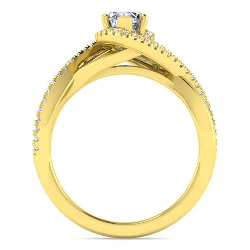 14K Yellow Gold Marquise Halo Diamond Engagement Ring