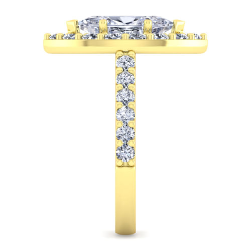 14K Yellow Gold Marquise Halo Diamond Engagement Ring