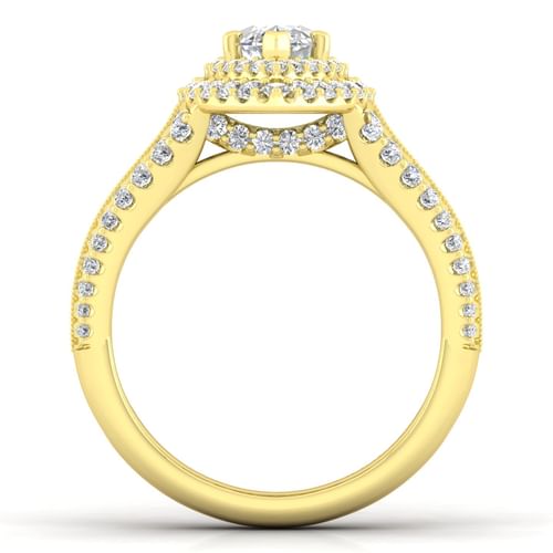 14K Yellow Gold Marquise Shape Diamond Channel Set Engagement Ring