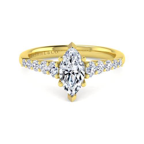 14K Yellow Gold Marquise Shape Diamond Engagement Ring