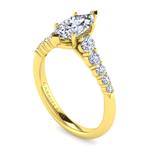 14K Yellow Gold Marquise Shape Diamond Engagement Ring