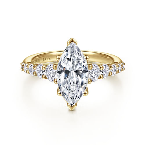 14K Yellow Gold Marquise Shape Diamond Engagement Ring