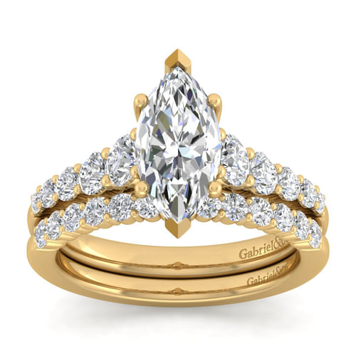 14K Yellow Gold Marquise Shape Diamond Engagement Ring