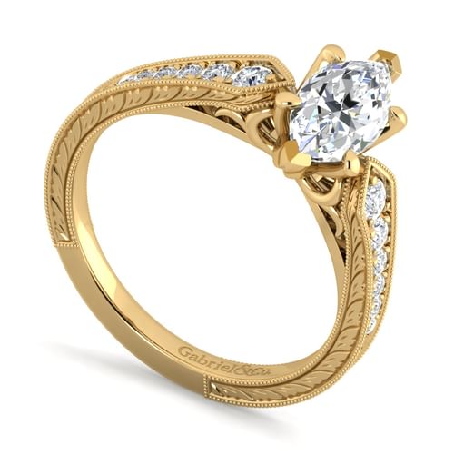 14K Yellow Gold Marquise Shape Diamond Engagement Ring