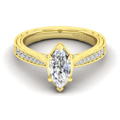 14K Yellow Gold Marquise Shape Diamond Engagement Ring