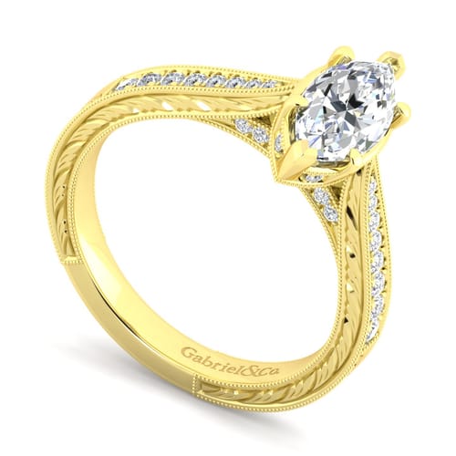 14K Yellow Gold Marquise Shape Diamond Engagement Ring