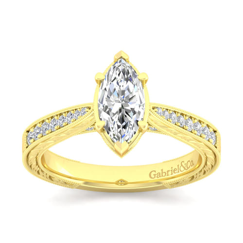 14K Yellow Gold Marquise Shape Diamond Engagement Ring
