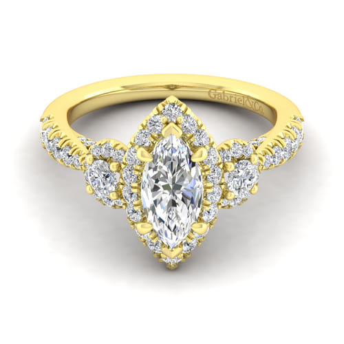 14K Yellow Gold Marquise Shape Diamond Engagement Ring