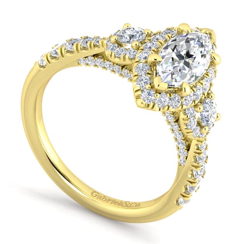 14K Yellow Gold Marquise Shape Diamond Engagement Ring