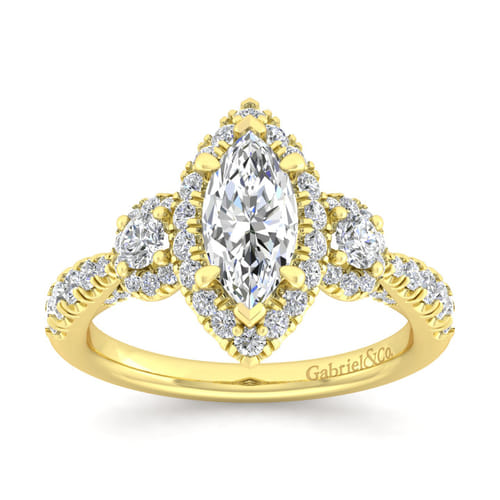 14K Yellow Gold Marquise Shape Diamond Engagement Ring