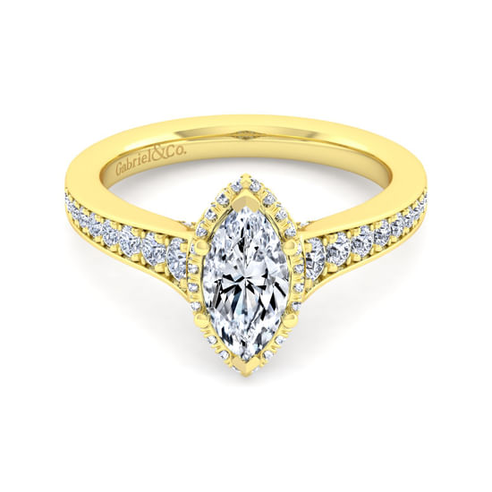 Gabriel - 14K Yellow Gold Marquise Shape Diamond Engagement Ring