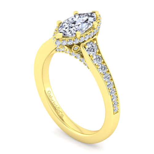 14K Yellow Gold Marquise Shape Diamond Engagement Ring