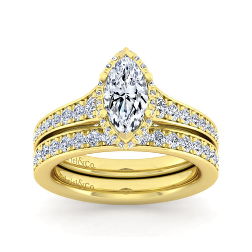 14K Yellow Gold Marquise Shape Diamond Engagement Ring