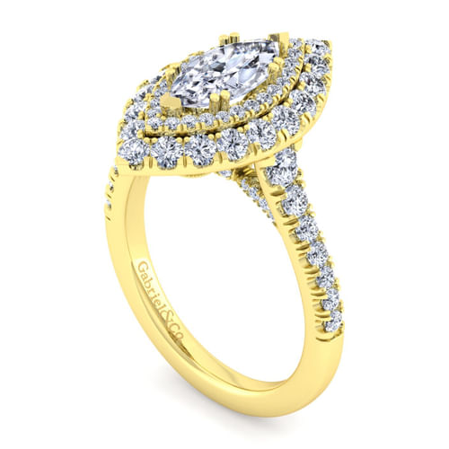 14K Yellow Gold Marquise Shape Diamond Engagement Ring