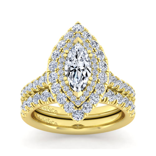 14K Yellow Gold Marquise Shape Diamond Engagement Ring