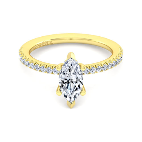 14K Yellow Gold Marquise Shape Diamond Engagement Ring
