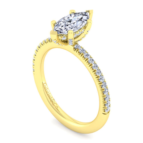 14K Yellow Gold Marquise Shape Diamond Engagement Ring