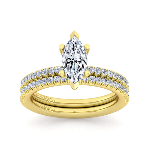 14K Yellow Gold Marquise Shape Diamond Engagement Ring