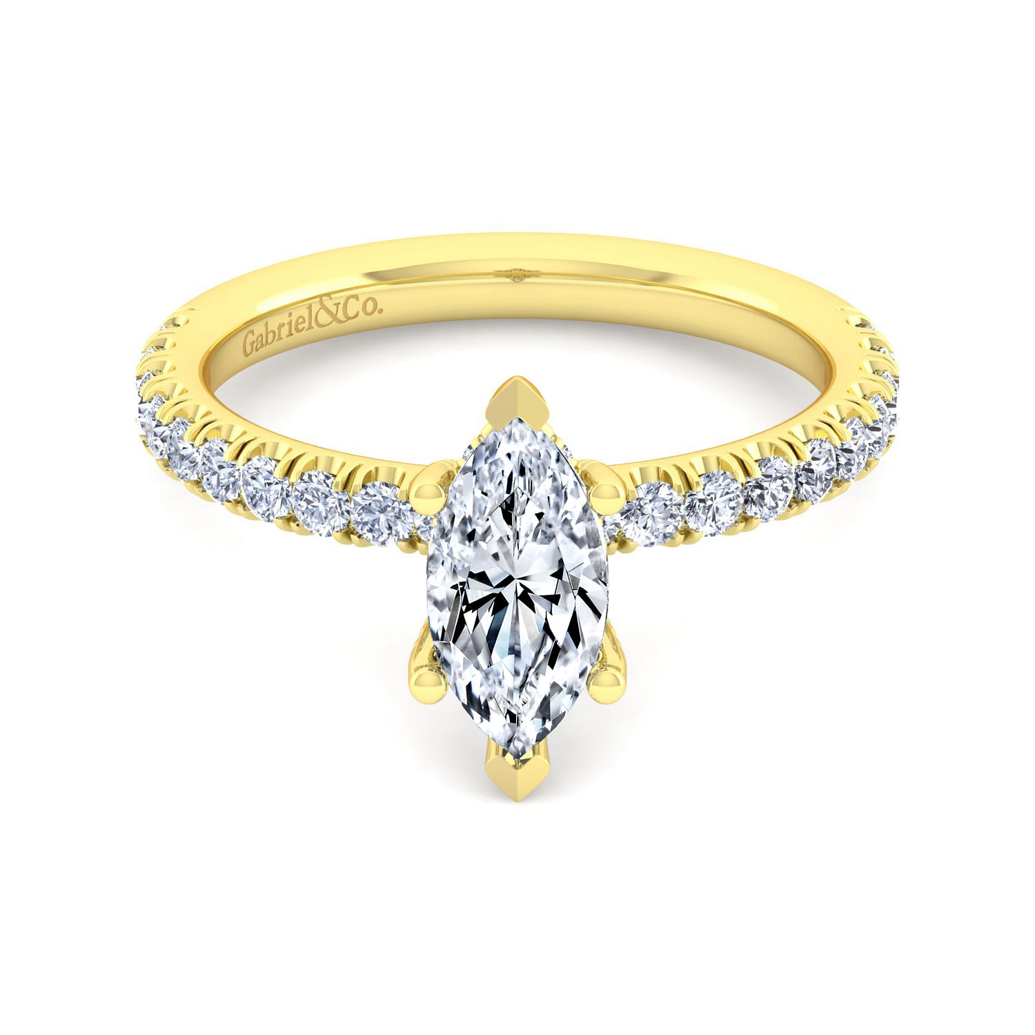 Gabriel - 14K Yellow Gold Marquise Shape Diamond Engagement Ring