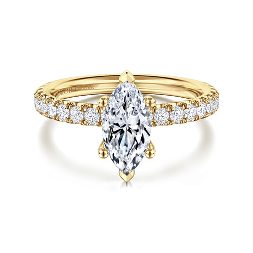 14K Yellow Gold Marquise Shape Diamond Engagement Ring