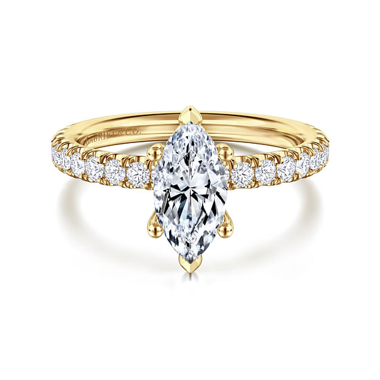 Gabriel - 14K Yellow Gold Marquise Shape Diamond Engagement Ring