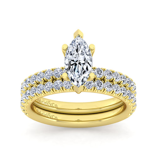 14K Yellow Gold Marquise Shape Diamond Engagement Ring