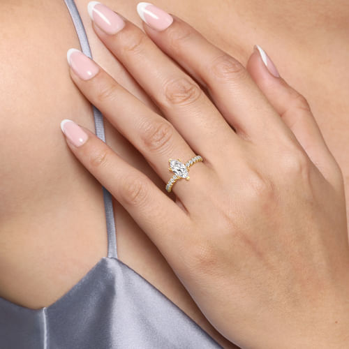 14K Yellow Gold Marquise Shape Diamond Engagement Ring