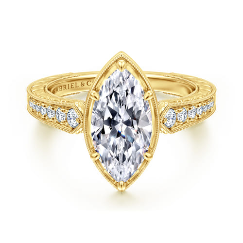 14K Yellow Gold Marquise Shape Diamond Engagement Ring