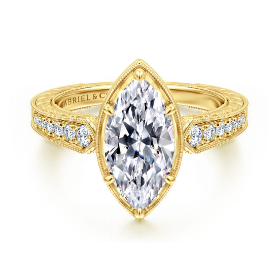 14K Yellow Gold Marquise Shape Diamond Engagement Ring