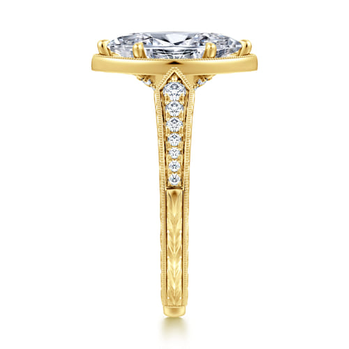 14K Yellow Gold Marquise Shape Diamond Engagement Ring