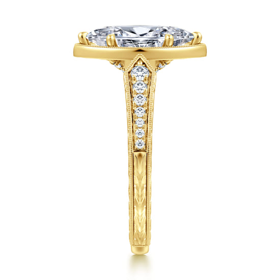 14K Yellow Gold Marquise Shape Diamond Engagement Ring angle 5