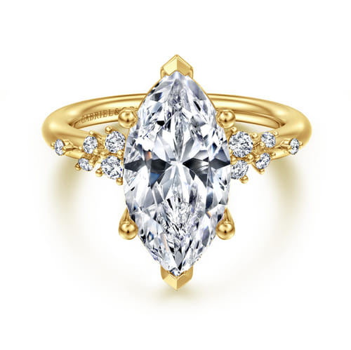 14K Yellow Gold Marquise Shape Diamond Engagement Ring