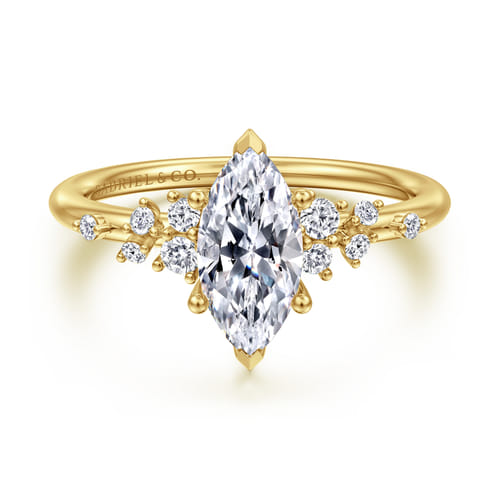14K Yellow Gold Marquise Shape Diamond Engagement Ring