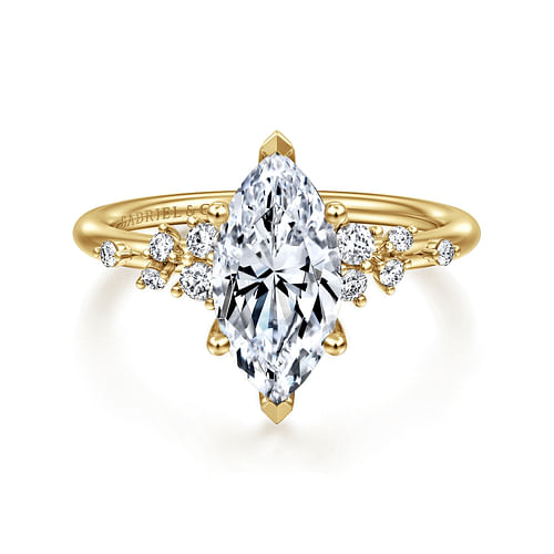14K Yellow Gold Marquise Shape Diamond Engagement Ring