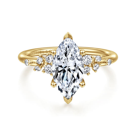 Gabriel - 14K Yellow Gold Marquise Shape Diamond Engagement Ring