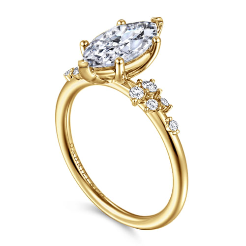 14K Yellow Gold Marquise Shape Diamond Engagement Ring