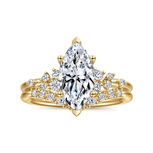 14K Yellow Gold Marquise Shape Diamond Engagement Ring